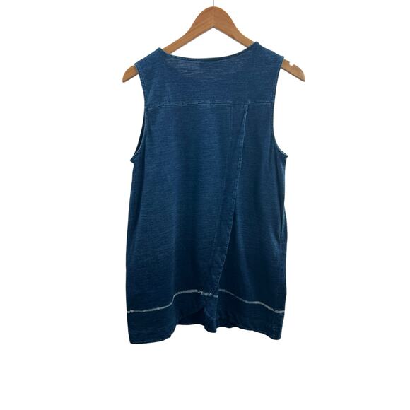 Pure Jill Indigo Tunic Tank Rear Split Hem 100% Cotton Women's Medium Petite - Picture 3 of 9